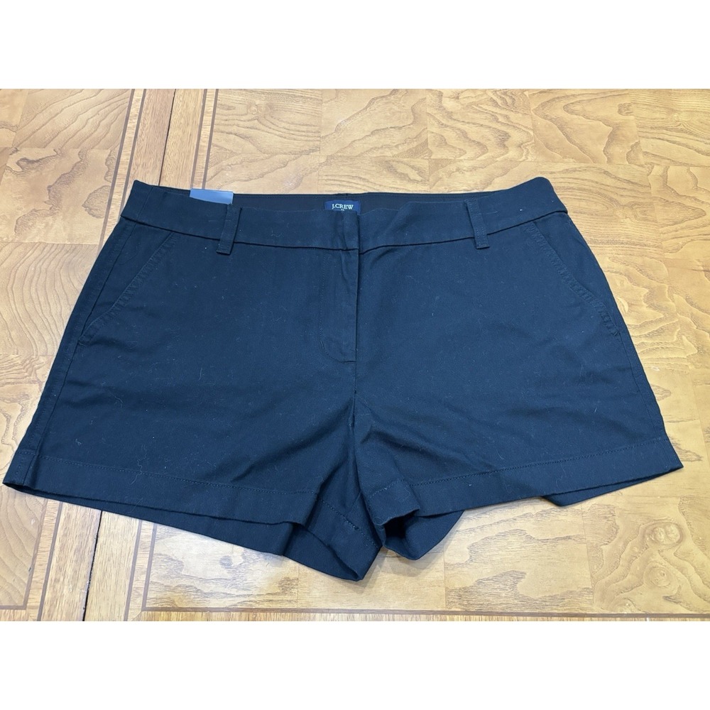 J. Crew Factory Black Mid Rise Shorts‎ Size 12 Cotton Soft Twill 3.5" Inseam NWT